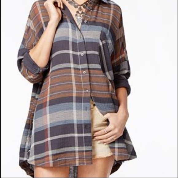 free people year round plaid button down shirt - Picture 2 of 7